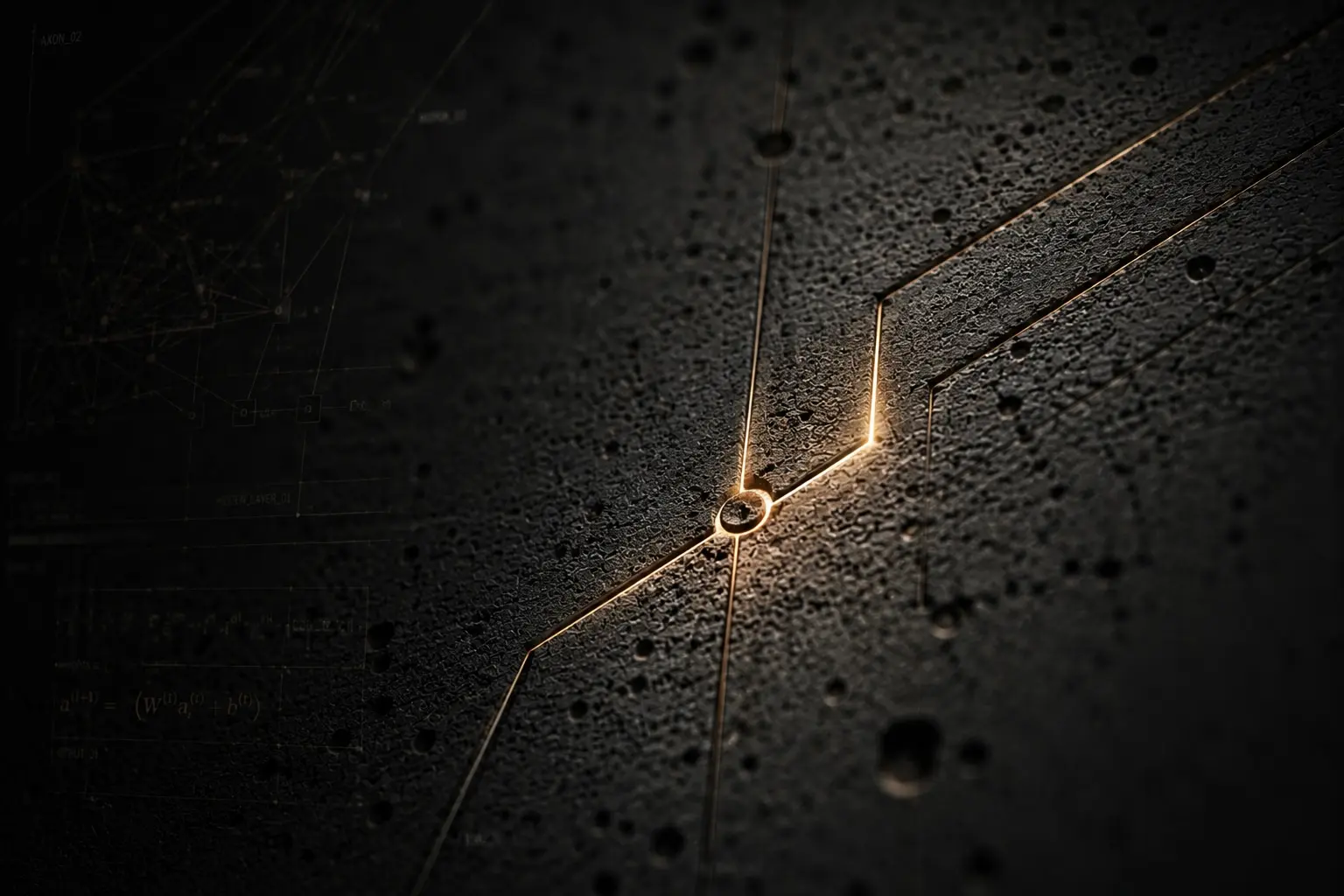 Abstracción geométrica de la consciencia espacial integrada. Traza neural lumínica sobre superficie monolítica de concreto para automatización invisible ALTISSIMO.